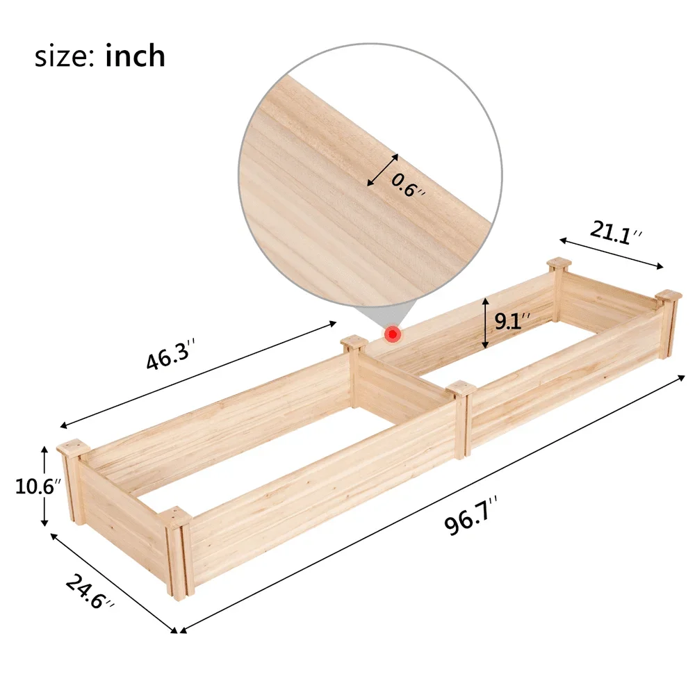 Wooden Raised Garden Bed Planter Box for Patio and Yard
